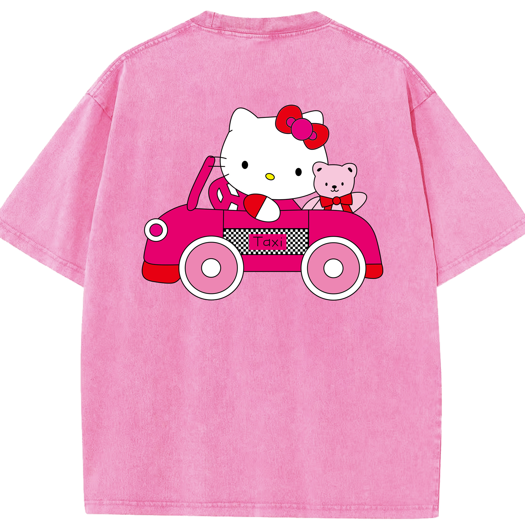 （画像用） Hello Kitty ハローキティ 綿100% ヴィンテージ風 半袖Tシャツ（背面プリント）